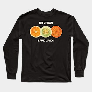 Go Vegan Save Lives Long Sleeve T-Shirt